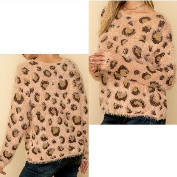 EYELASH TEXTURED ANIMAL PRINT SWEATERS SIZE M 6-8 - Picture 2 of 2